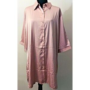 Ekouaer Womens Satin Pink Nightgown Nightshirt Size XXL Barbie core Pink Classic